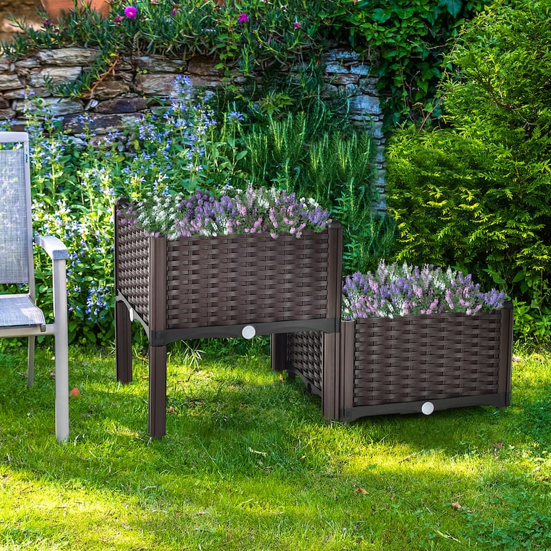 Elevated Plastic Raised Garden Bed Planter Kit for Grow 2 Set