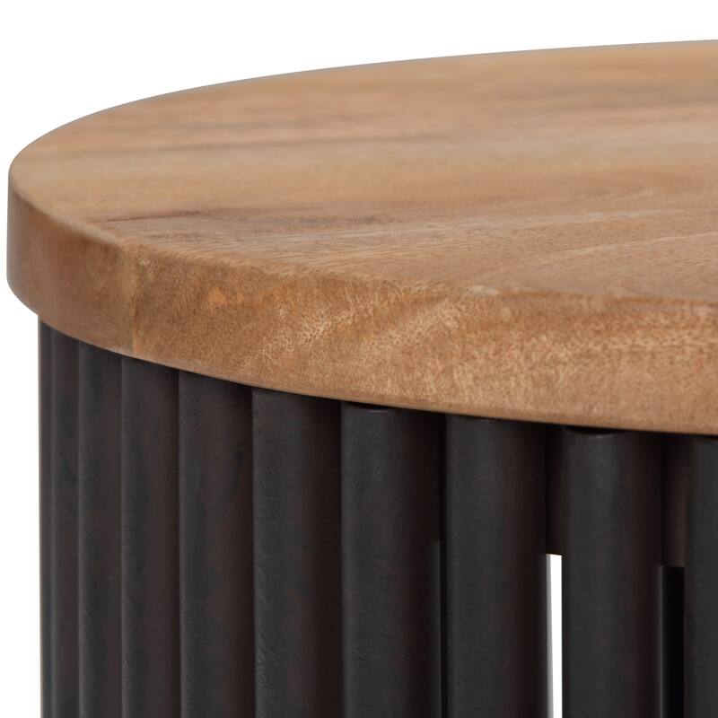 WYNDENHALL Karl 18 inch Wide Solid Mango & Metal Industrial Accent Table - 18 W x 18 D x 21 H
