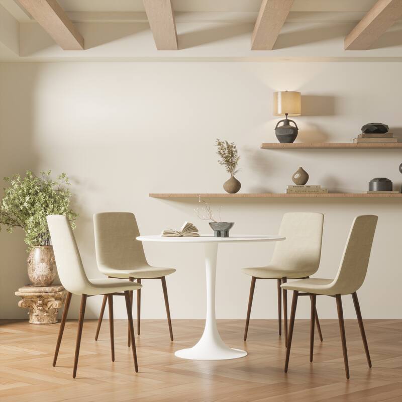 Black Round Dining Table, 31.5" Tulip Table Kitchen Dining Table 2-4 People with MDF Table Top & Pedestal Base