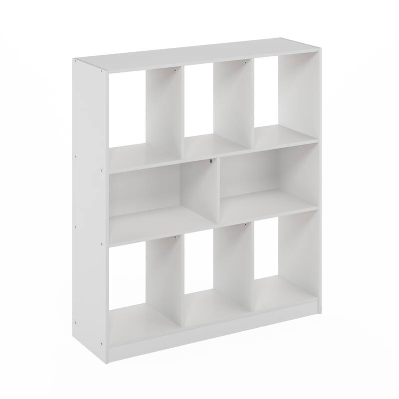 39.37 in. Tall White Wood 8-Shelf Bookcase