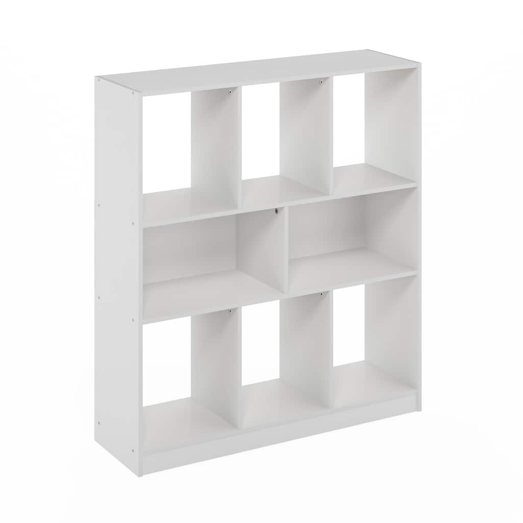 39.37 in. Tall White Wood 8-Shelf Bookcase
