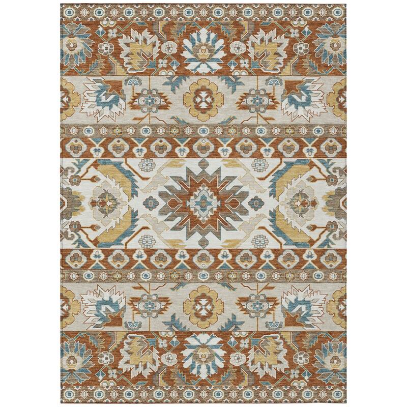 Machine Washable Indoor/ Outdoor Traditional Aspen Chantille Rug