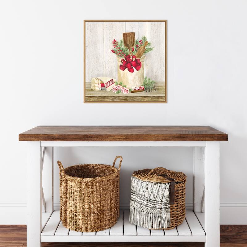 Christmas Kitchen I by Tara Reed Canvas Art Framed - 22 x 22 in