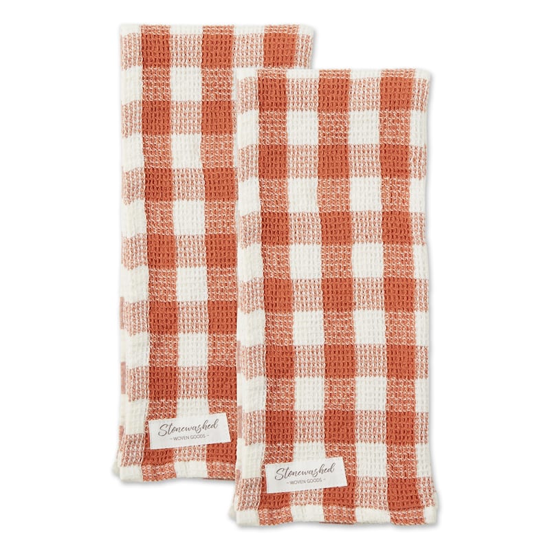 DII Washed Waffle Woven Dishtowel Set of 2