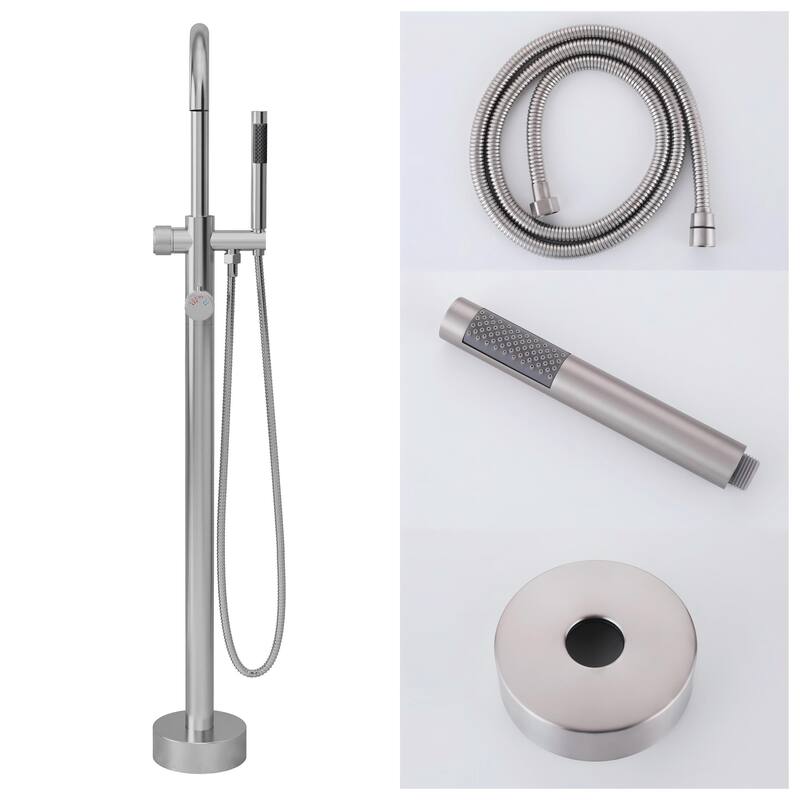 Modland 46'' Outdoor Shower System 316 Stainless Steel Thermostatic Freestanding Poolside Faucet with Swivel Spout - 46'' H