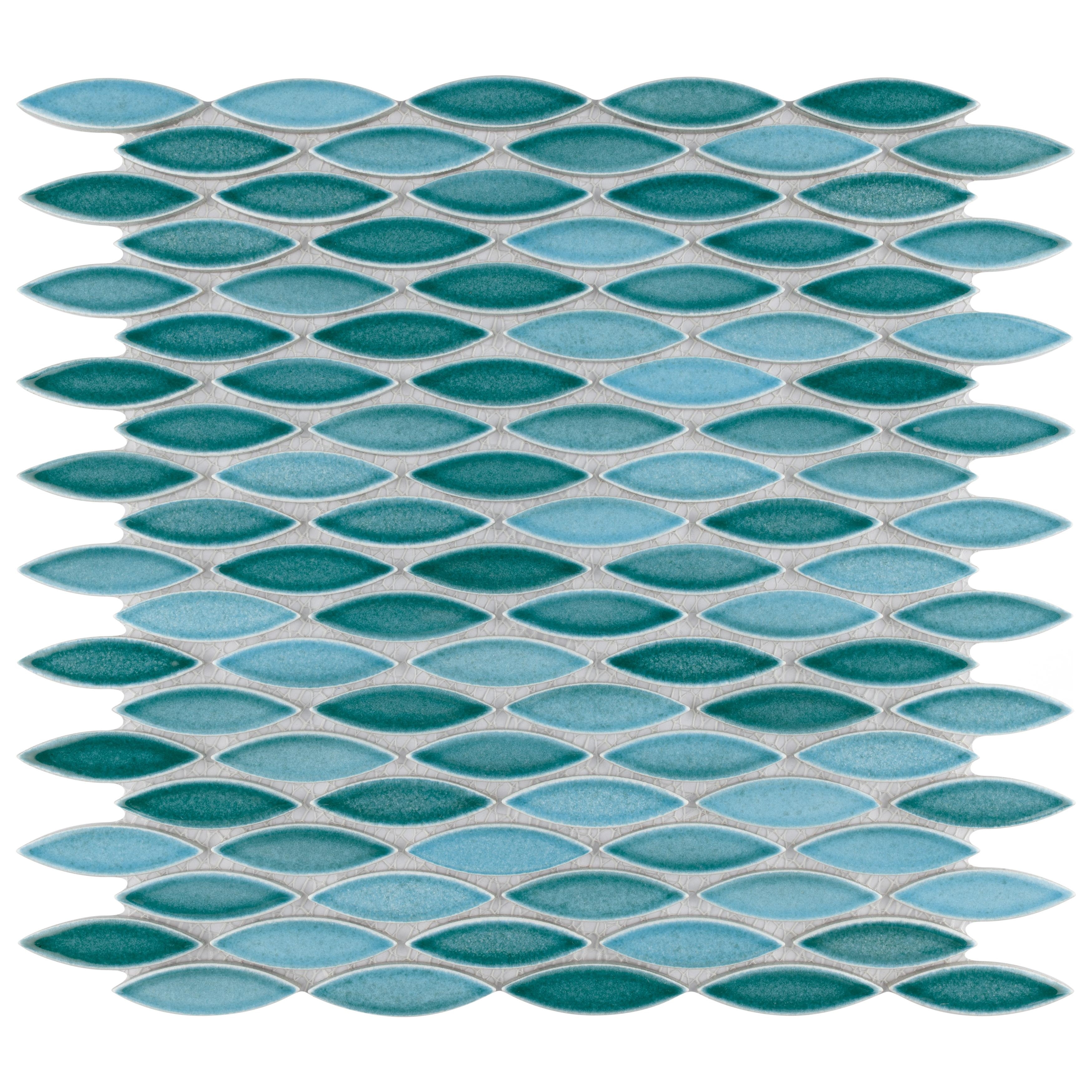 Merola Tile Pescado Glossy Agua 12" x 12-1/2" Porcelain Floor and Wall Tile