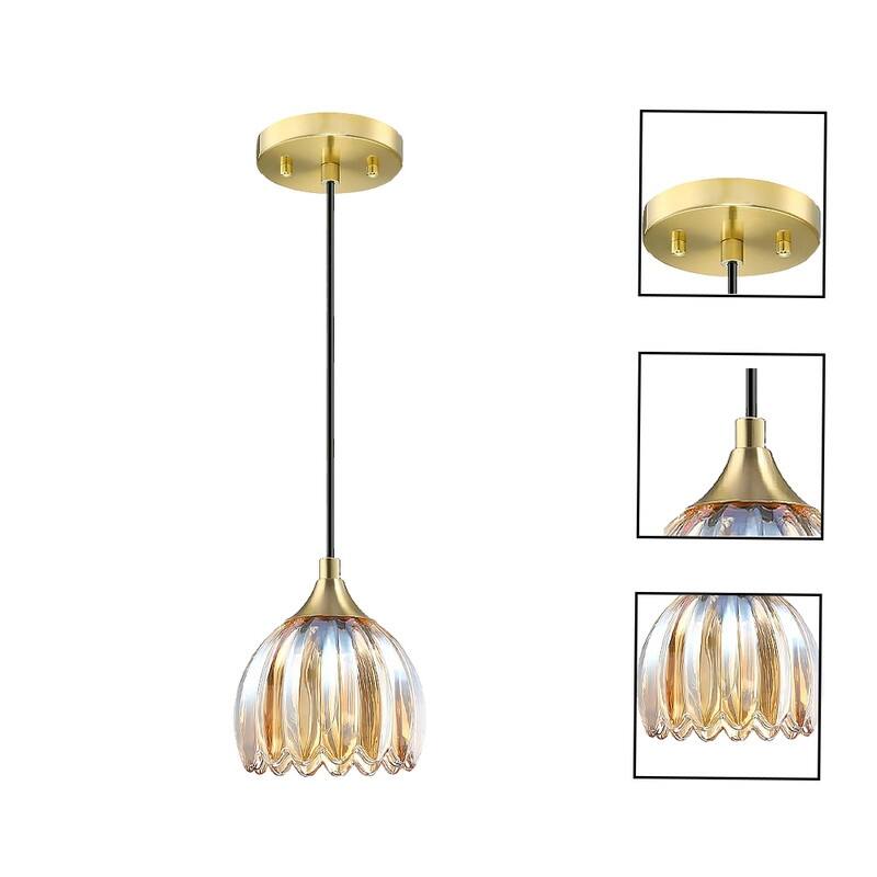 1 Light dining room chandelier gold light bulb glass pendant light