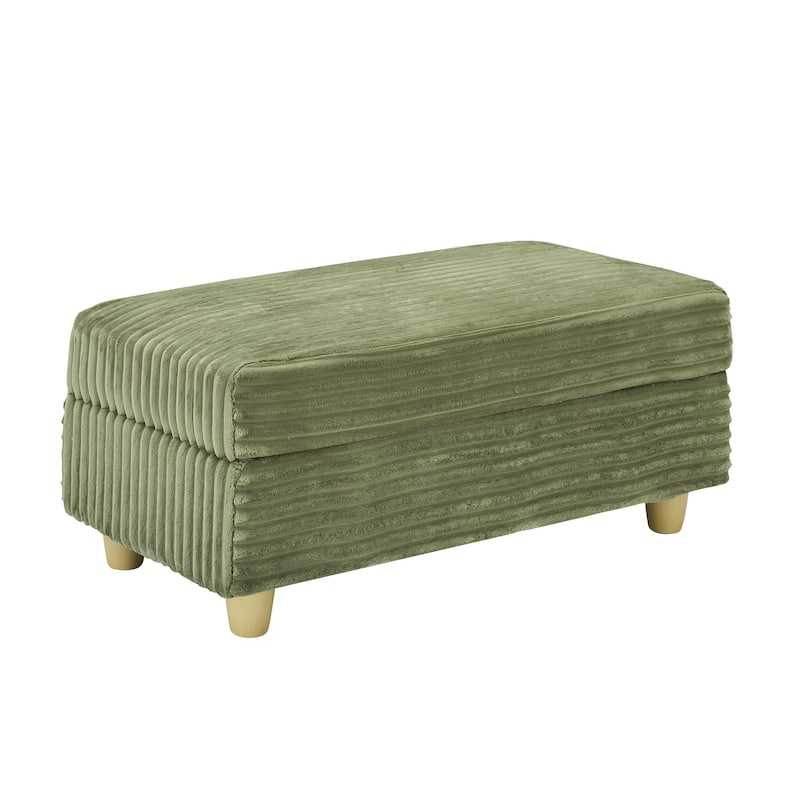 Corduroy Accent Chair & Storage Ottoman Set of 2, Single Sofa Armchair Lounge Chair with Pillows & Cup Holders