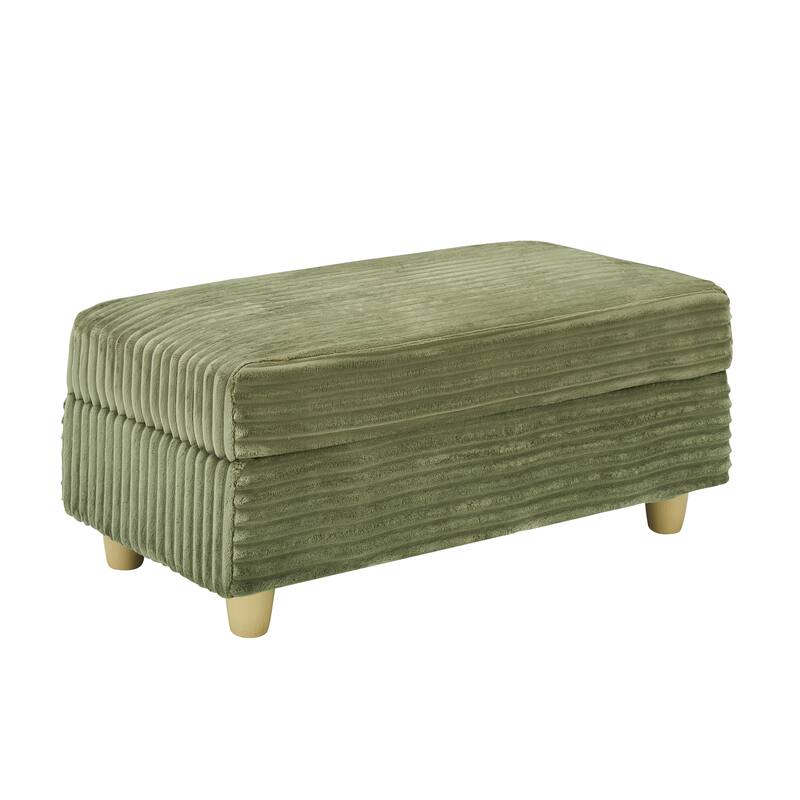 Green Corduroy Single Sofa with Storage and Pillows, 57x41x31 inches