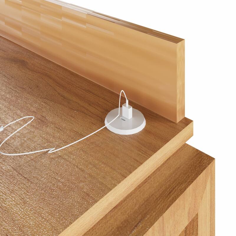 Modern Computer Desk with Drawer, Space-Saving, Shelf and Dual USB Charging Ports