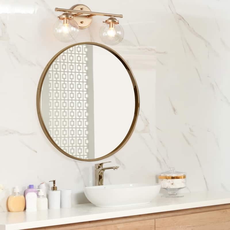 Koiny Modern Glam2-light Globe Bathroom Vanity Lights Seeded Glass Wall Lamp - L14" x W6.5" x H8"