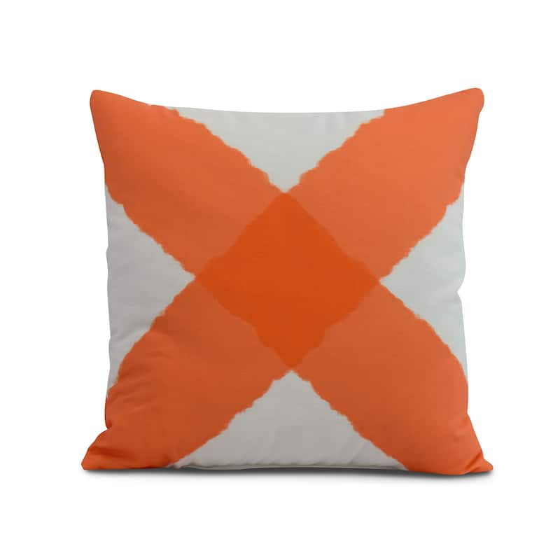18 x 18 Inch X Marks the Spot Geometric Print Outdoor Pillow - Orange
