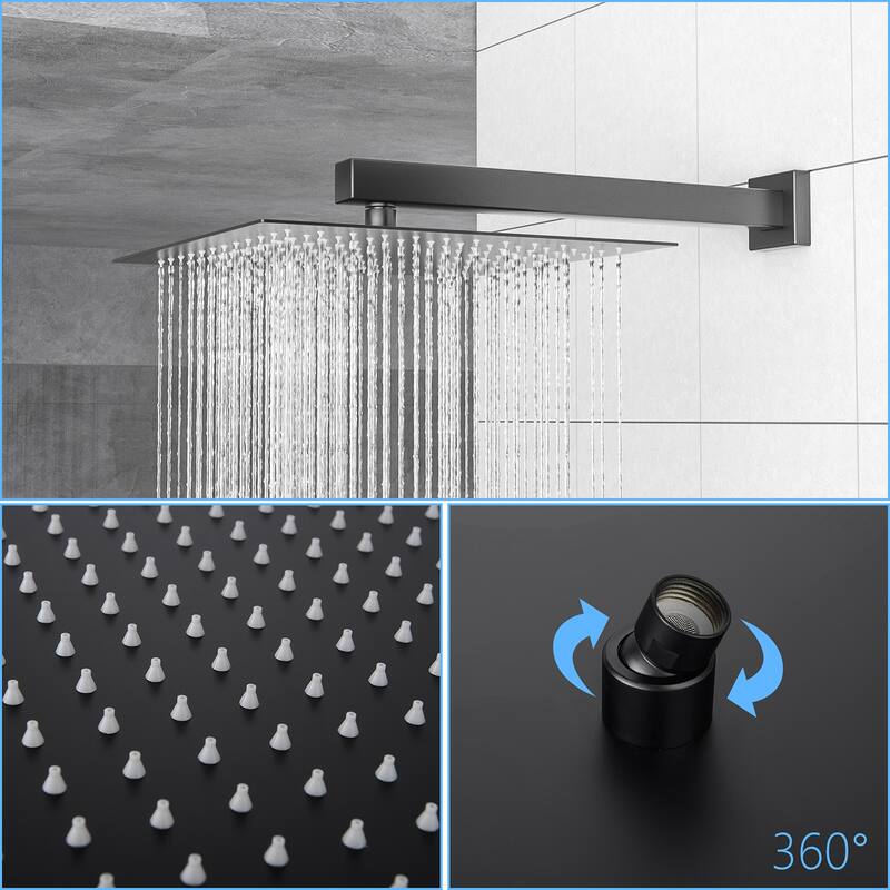 Topcraft 12-Inch Wall Mounted Square Shower System with Rough-in Valve - 12*12