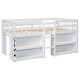preview thumbnail 7 of 7, White Twin Size Kid Low Loft Bed with Two-Tier Shelves and LED Light