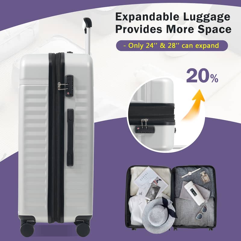 Front Opening Luggage Set 3 Piece,USB Port, Expandable Luggage with Handle Bag Spinner Wheels TSA Lock