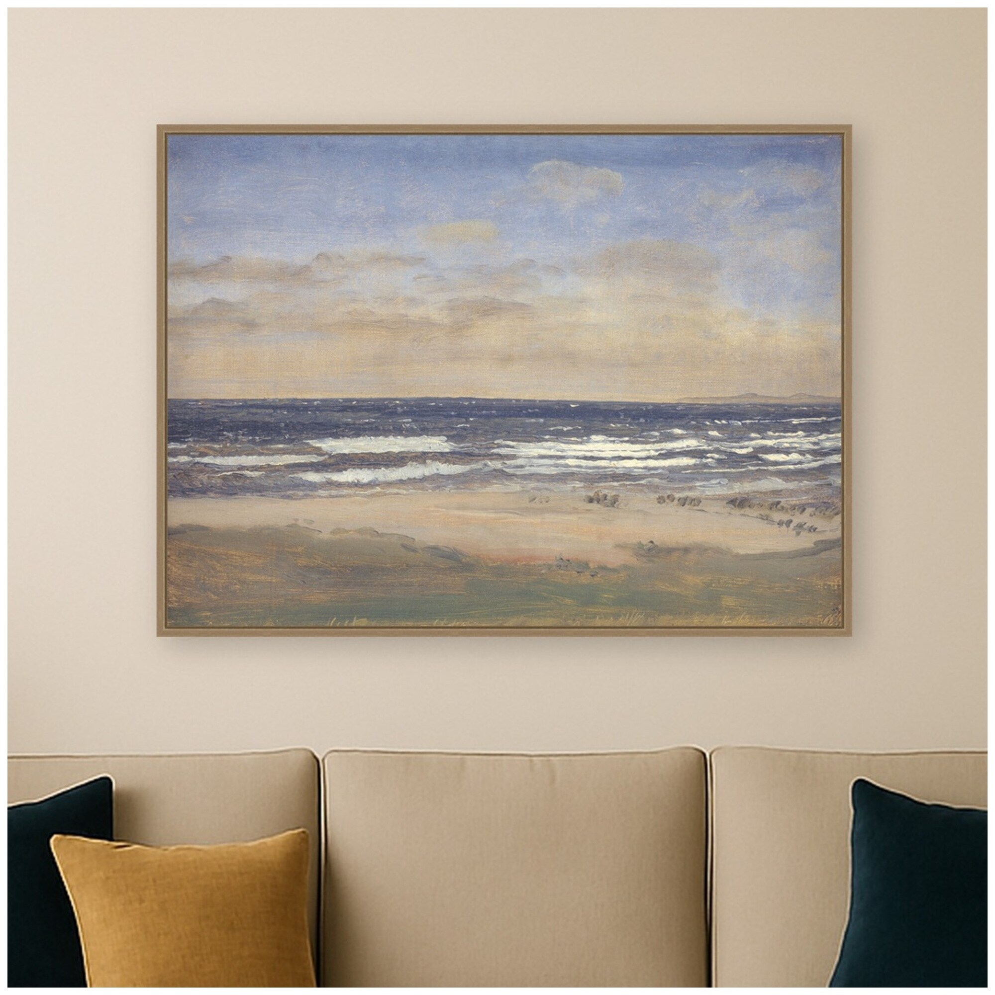 Kate and Laurel The Beach at Rageleje P C Skovgaard by Nostalgia Prints Framed Canvas Wall Art Print
