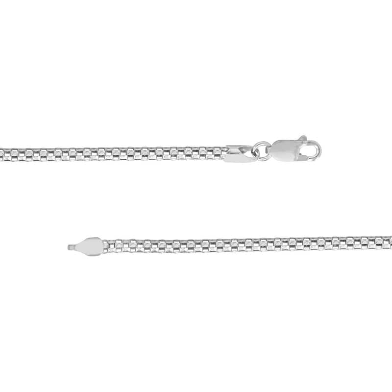 Curata 925 Sterling Silver Rhodium 3mm Popcorn Chain Necklace for Men