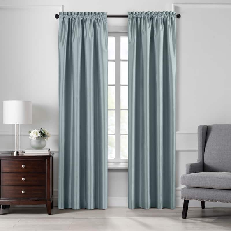 Colette Faux Silk Blackout Window Curtain - 52"x108" - Mineral