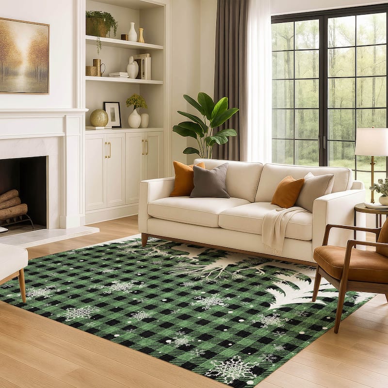 Premium Washable Super Soft Winter Reindeer Tree Mayfield Rug