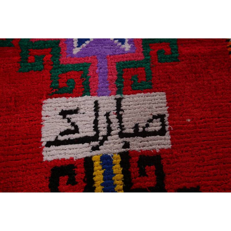 Tribal Anatolian Turkish Vintage Runner Rug Handmade Red Silk Carpet - 1'11"x 10'6"