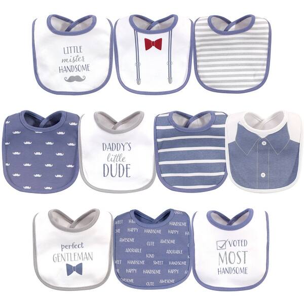 slide 1 of 1, Hudson Baby Infant Boy Cotton Bibs 10pk, Little Mister Handsome, One Size - Little Mister Handsome - One Size One Size - Little Mister Handsome