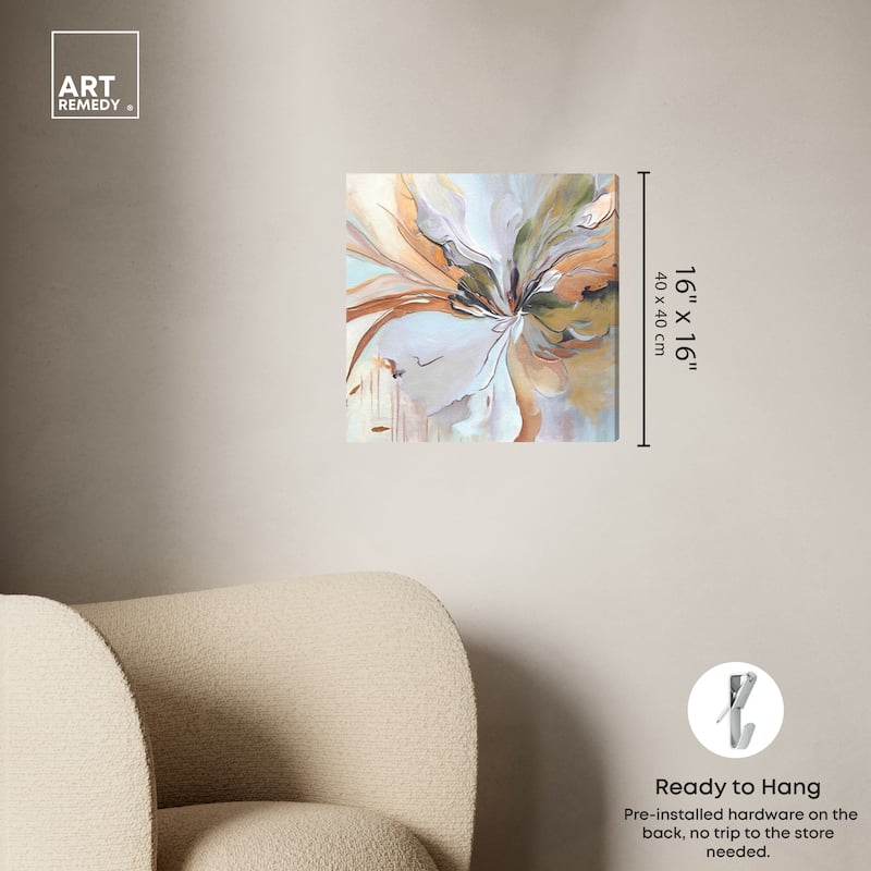 Art Remedy Golden Aesthetic Gallery Wrapped Boho Abstract 1 Piece Canvas Wall Art