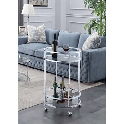 Convenience Concepts Royal Crest 2 Tier Round Glass Bar Cart
