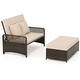 preview thumbnail 12 of 18, Gymax Patio Rattan Daybed Wicker Loveseat Sofa w/ Multifunctional