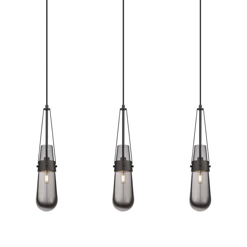 Innovations Lighting 123-452-1P-21-37 Milan Pendant Milan 3 Light 37" - Matte Black / Light Smoke