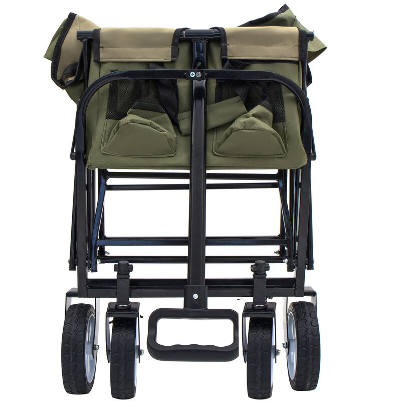 Multi-Use Foldable Wagon w/ 3 Liner Bags,Heavy Duty Beach Camping Cart