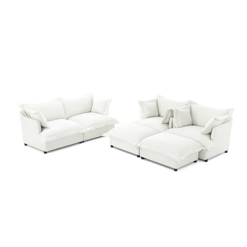 6 Piece Oversized Chenille Comfy Cloud Modular Sectional Sofa Set