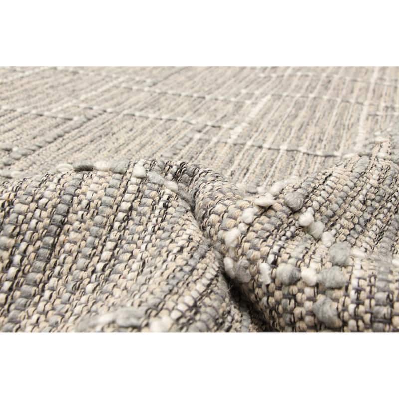 ECARPETGALLERY Braid weave Sienna Grey Wool Rug - 5'11 x 9'0