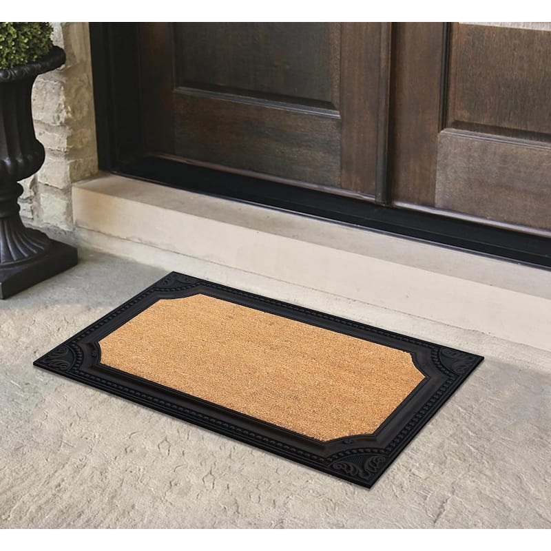 A1HC Rubber Coir Angela Heavy Duty Floral Border Doormat 24"x39"