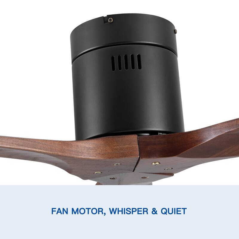 Solid Wood Low Profile Ceiling Fan with Reversible DC Motor, 52 Inch 6 Speed Ceiling Fan with Remote Control