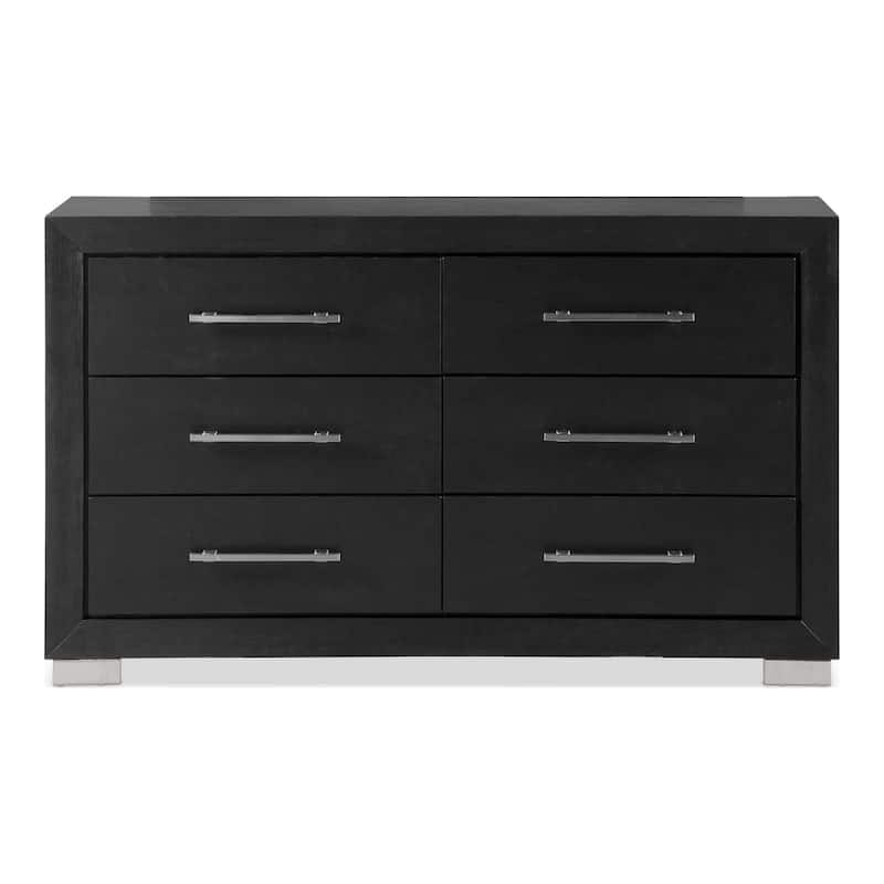 Furniture of America Alaric Modern 3-Piece Black Wood Dresser and 2-Nightstand Bedroom Set