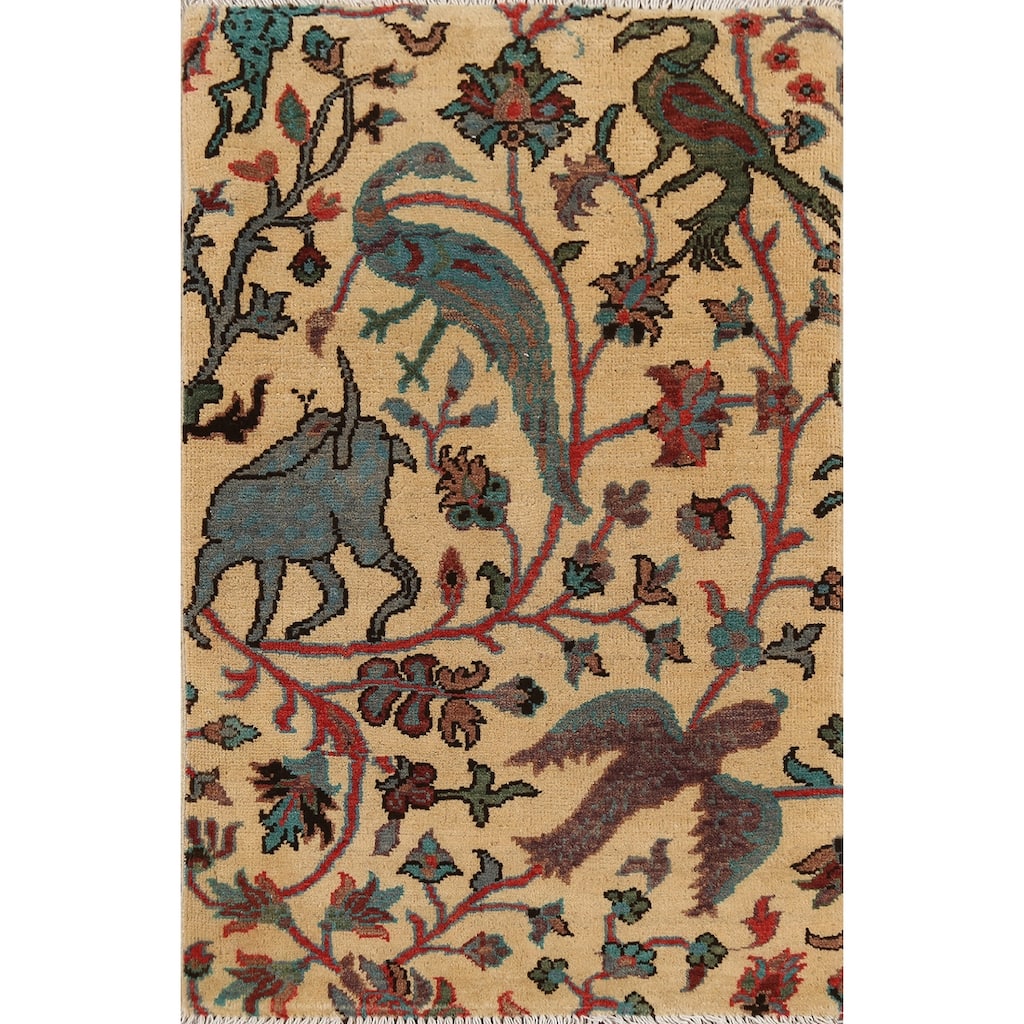 Animals Design Kazak Oriental Accent Rug Handmade Wool Carpet - 2'1"x 2'10"