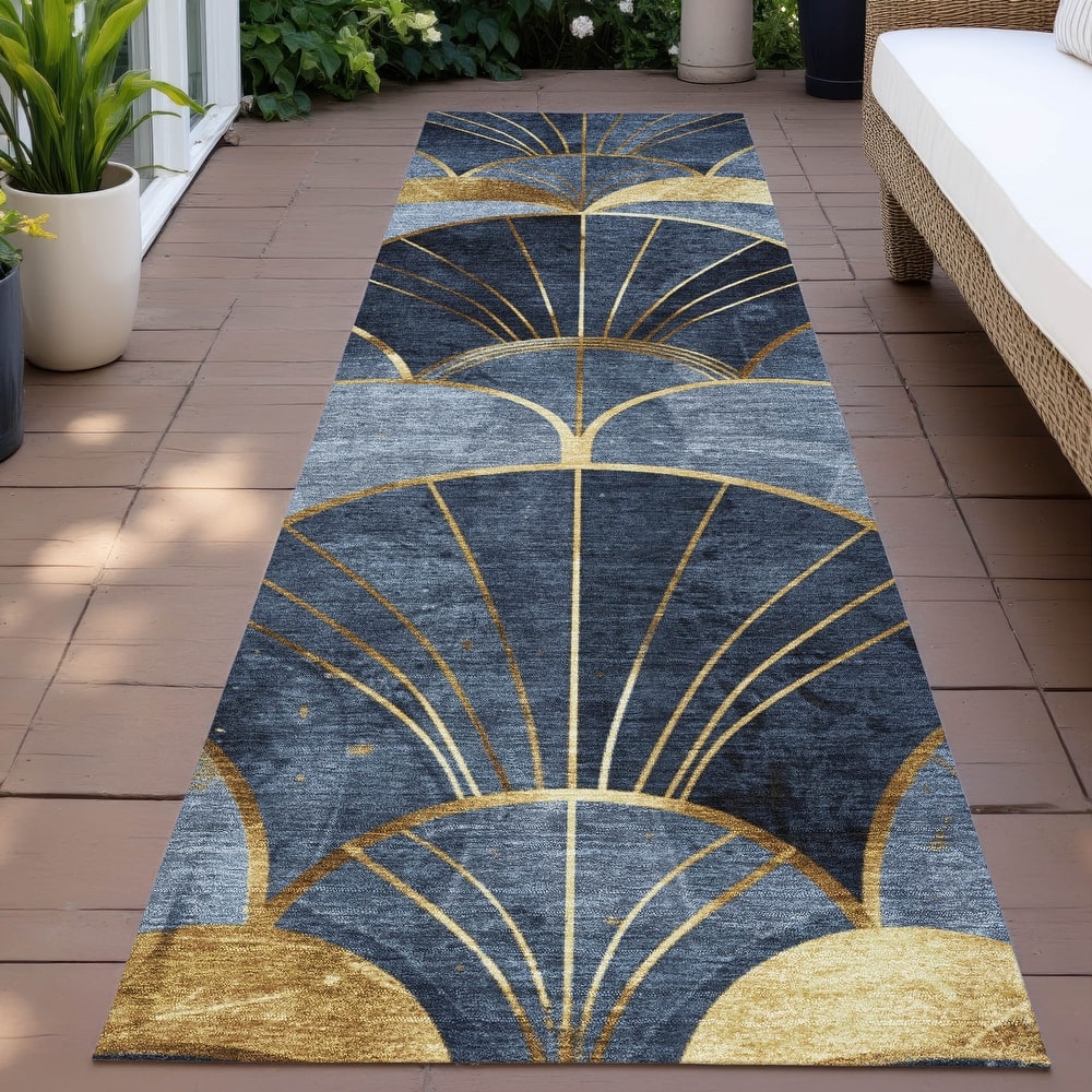 Machine Washable Indoor/Outdoor Glam Floral Chantille Rug