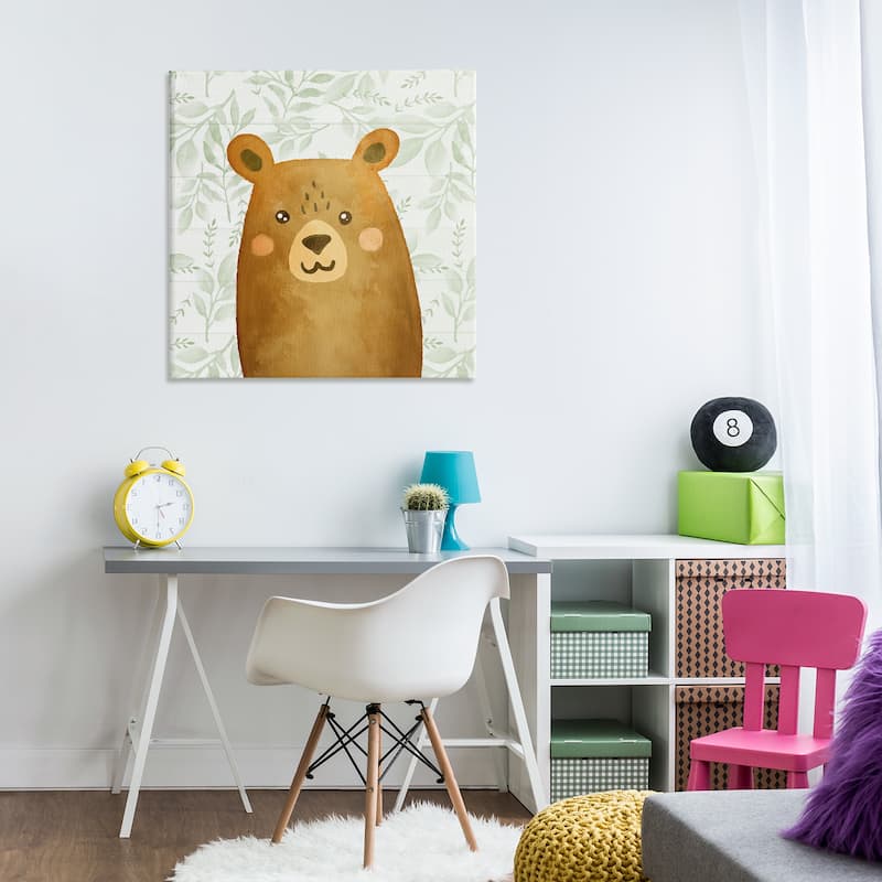 Stupell Bear on Botanicals Whimsy Canvas Wall Art Design By Kim Allen