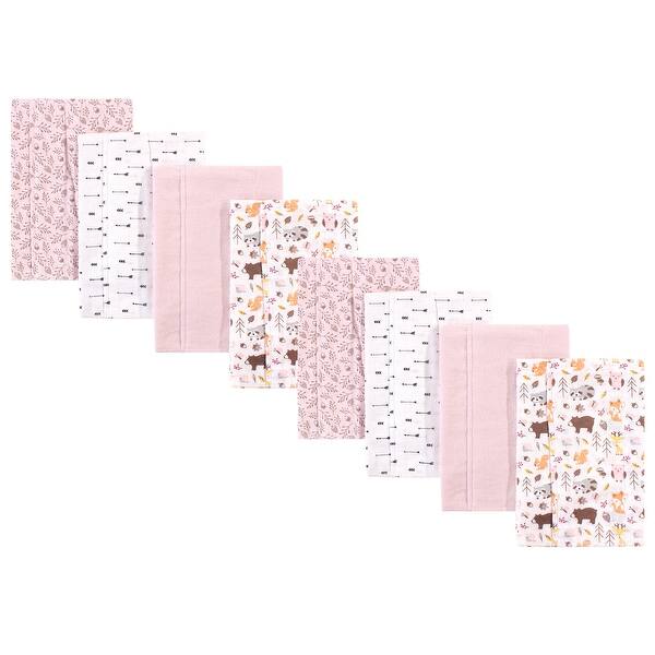 slide 1 of 1, Hudson Baby Boys and Girls Cotton Poly Flannel Burp Cloths 8-Pack, Girl Pinecone, One Size - Girl Pinecone 8-Pack - One Size One Size - Girl Pinecone 8-Pack