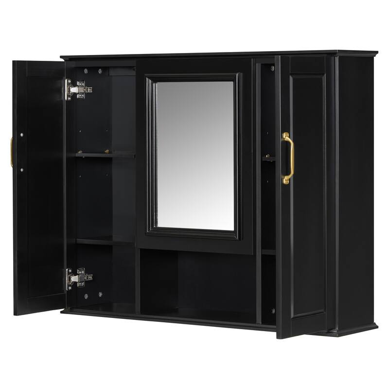 GDFStudio - Nathaniel Brooks Modern Wall Mounted Medicine Cabinet with Mirror and Versatile Storage Design