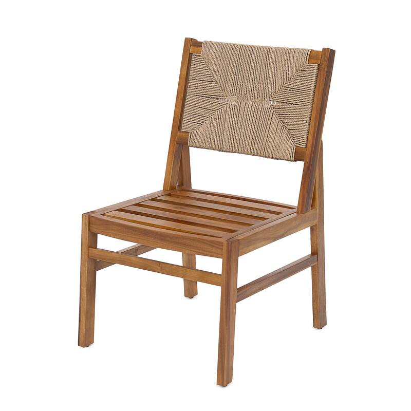 Christopher Knight Home - Mindy Outdoor Acacia Wood & Handwoven Wicker Dining Chairs with Cushions (Set of 2)