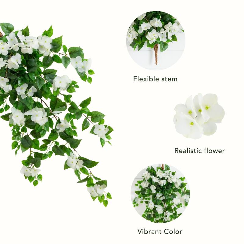 41-in UV Resistant Artificial Hydrangea Hanging Plant - Set of 2