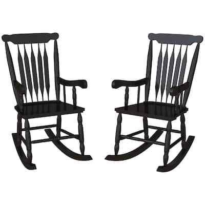 Outsunny Outdoor Wood Rocking Chairs Set Of 2 (Excluding the table)