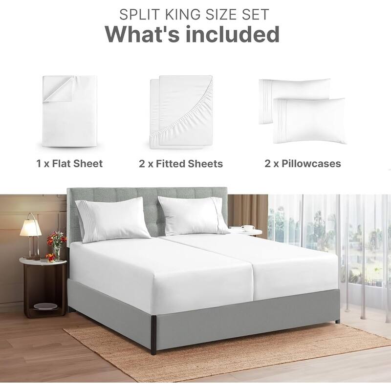 CGK Linens 4 Piece Solid Microfiber Extra Deep Pocket Bed Sheet Set