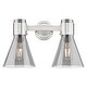 preview thumbnail 27 of 46, Innovations Lighting Downtown Urban - Lawton Cone - 2 Light 16" Wall-Mounted Bath Vanity Light Satin Nickel, Light Smoke