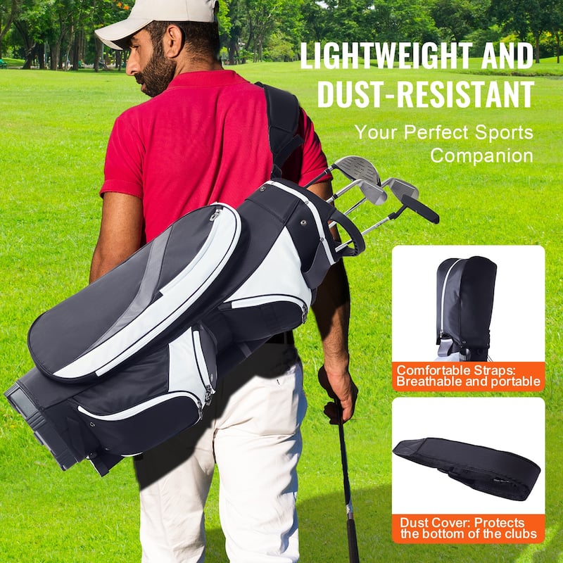 Golf Cart Bag with 14 Way Organizer Divider Top, Durable Golf Bags with Handles & Dust Cover & Detachable Straps for Men & Women