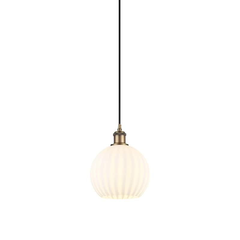 Innovations Lighting 516-1P-10-8 White Venetian Pendant White Venetian - Brushed Brass