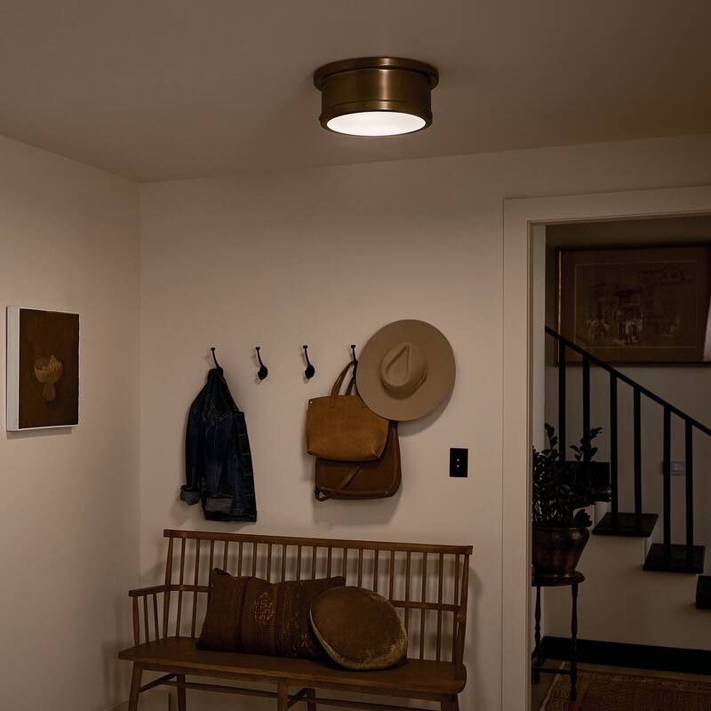 Kichler Lighting Serca 14.25 in. 2-Light Brushed Natural Brass Flush Mount Light