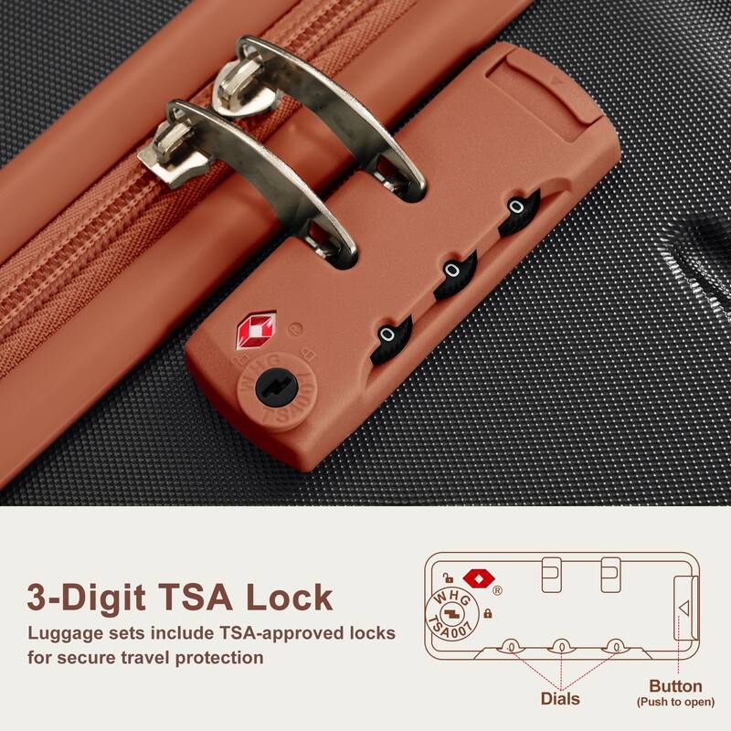Premium ABS Travel Luggage Set,Three-Piece TSA Lock Suitcase Ensemble