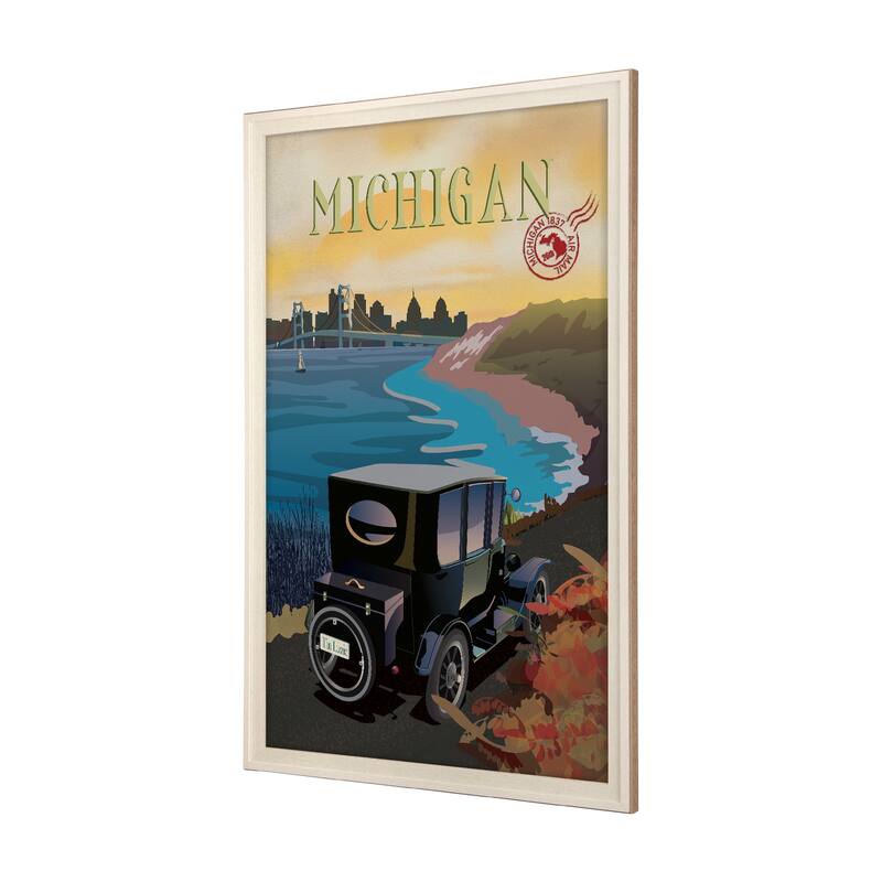 Michigan Go USA by Mercana Studio a Hand Embellished Framed Art Print Series